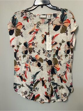 RACHEL ZOE 100% LINEN FLORAL BLOUSE Top WOMENS SIZE MEDIUM BRAND NEW NWT Career